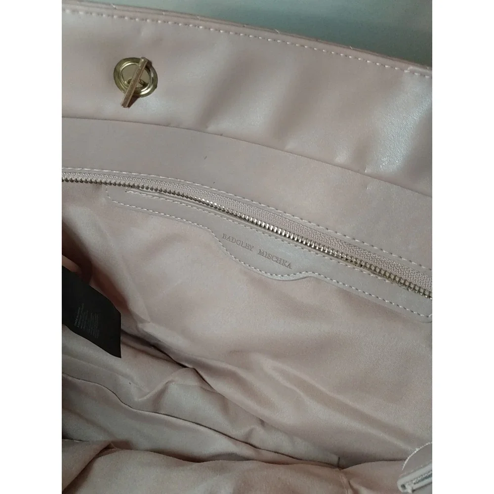 Badgley Mischka BMH-108 Blush Pink Quilted Chain Strap Bag Tote NWT MSRP $129